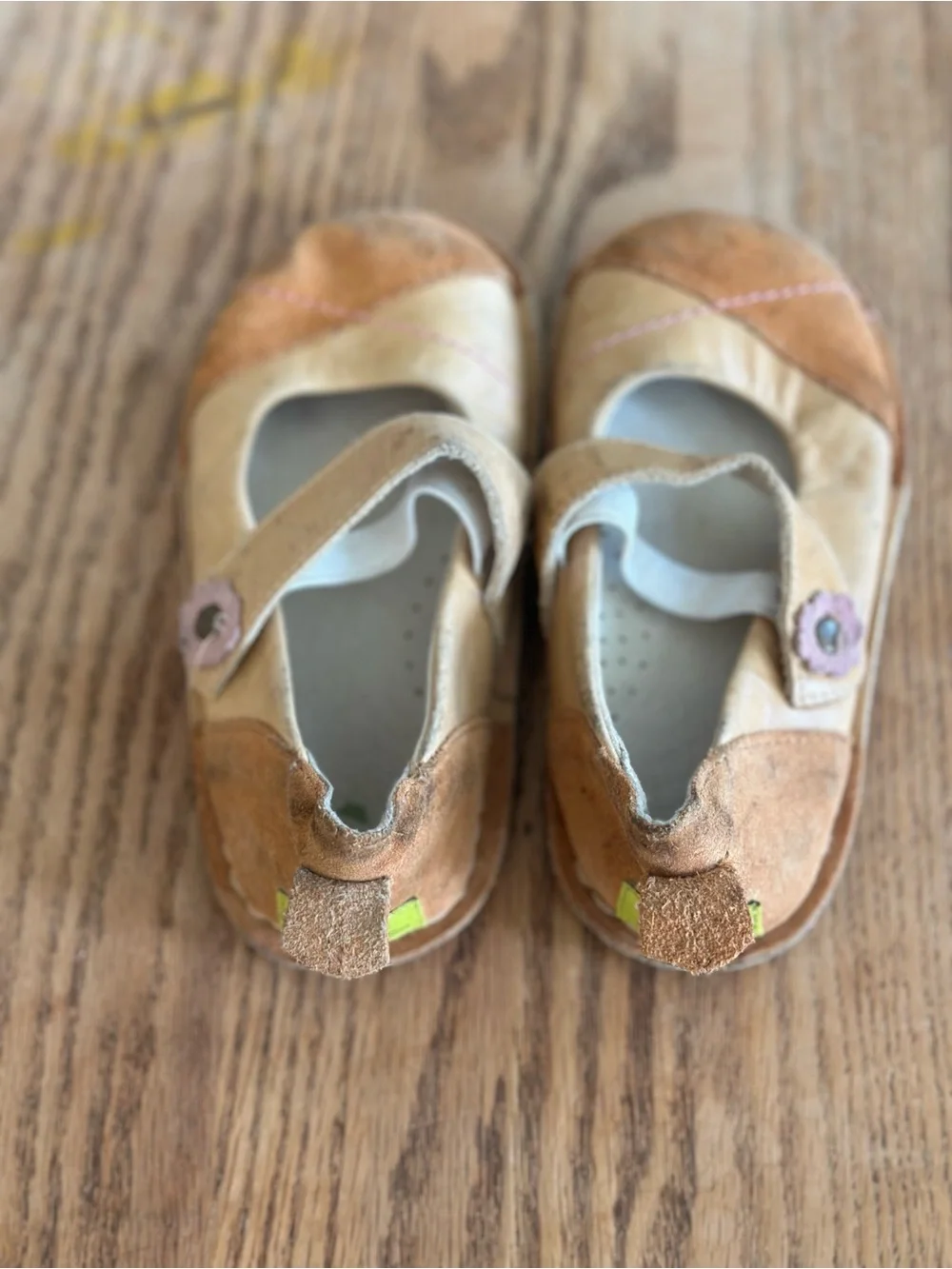 Girls Beige Tan Mary Jane Dress Shoes with Suede Accents
